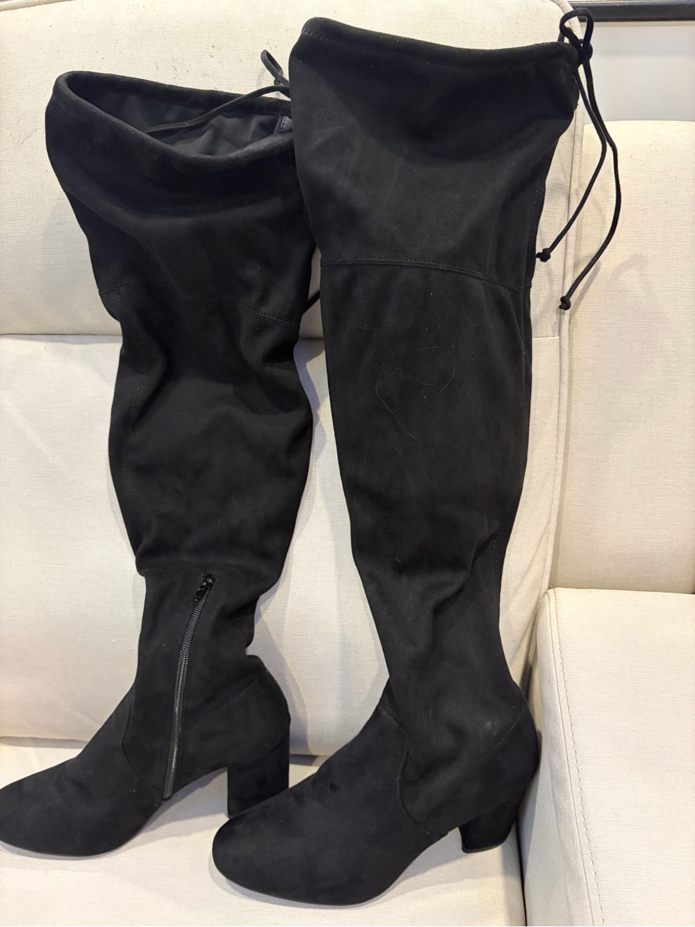 Kelly & Katie Black Over-the-Knee Block Heel Boots